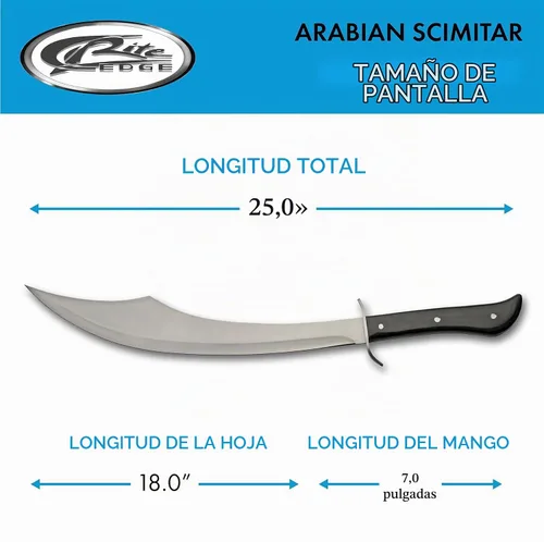 Vista 3 de SZCO Machete de cimitarra árabe de 25 pulgadas, espada árabe curvada de espiga completa con hoja de acero inoxidable de 18 pulgadas, mango de madera
