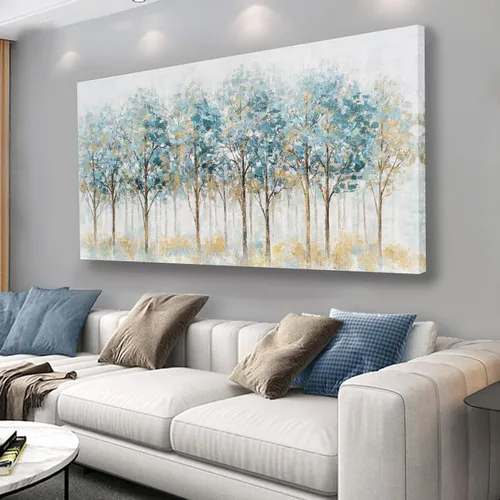 Vista 9 de Belmrxne Arte de pared de árbol de la vida, decoración de pared pequeña dorada, paisaje, lienzo, obra de arte divertida para entrada, pasillo, baño