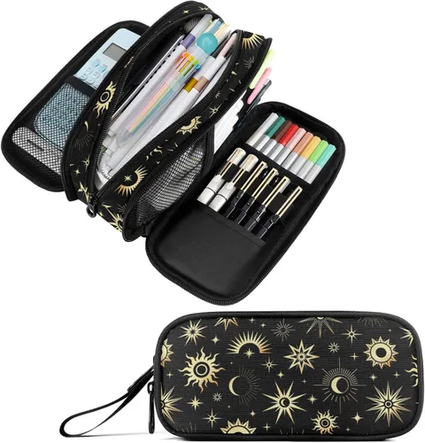 Vista 11 de Fustylead Alice - Estuche de ajedrez para lápices con cremallera, bolsa de maquillaje, bolsa de cosméticos, bolsa de viaje multiusos, caja
