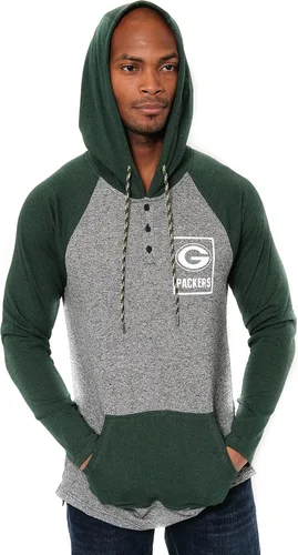 Vista 33 de Ultra Game - Sudadera con capucha de vellón para hombre con cuello Henley de la NFL Negro