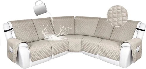 Vista 66 de HDCAXKJ Fundas de sofá seccional reclinable 100% impermeable, forma de L, funda de sofá reclinable lavable acolchada suave para mascotas, perro