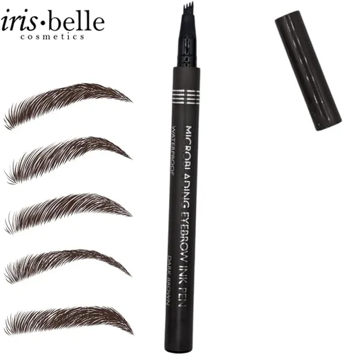 Vista 2 de IRIS.BELLE 2 bolígrafos de tinta para cejas impermeables con microblading. Bolígrafo de tatuaje de 4 líneas, aspecto natural, oferta de 2 piezas