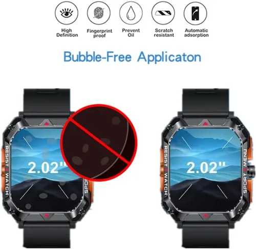 Vista 2 de Protector de pantalla compatible con relojes inteligentes FreeDvigor de 2.02 pulgadas, película protectora PET HD compatible