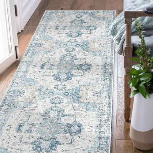 Vista 71 de jinchan Alfombra de Área 2x3 pies Alfombra Vintage de Entrada Lavable Bohemia Tapete Interior para Puerta Medallón Floral Tapete Pequeño para Puerta