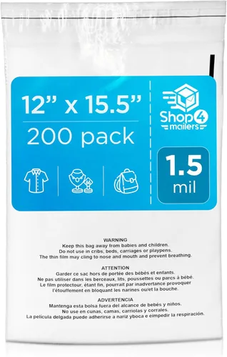 Vista 10 de Shop4Mailers Bolsa de polietileno transparente de 6 x 9 con advertencia de asfixia – Adhesivo autosellante, bolsa transparente de 1.5 mil para FBA