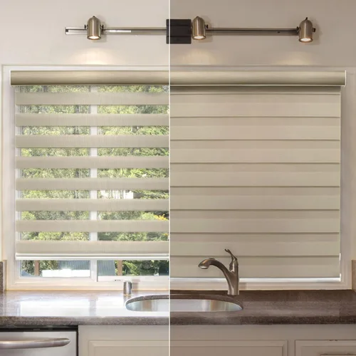 Vista 4 de CHICOLOGY - Sombras de cebra sin varillas para uso diario, tratamiento de doble capa para ventana de filtrado de luz, ideal para niños y perfecto