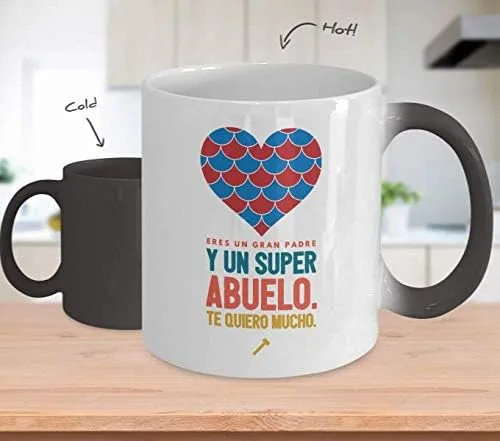 Vista 2 de Regalo para abuelo Taza de Cafe para abuelitos Perfecto regalo para padres, padrinos y abuelos Vaso con afirmaciones positivas, personalizadas