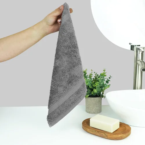 Vista 2 de Chakir Turkish Linens - Toallas turcas de 100% algodón, suaves y absorbentes (12 paños, color gris)