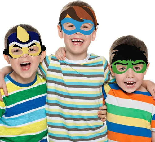 Vista 6 de Máscaras de fiesta para niños, 16 paquetes de suministros para niños, regalo de cumpleaños, Halloween, cosplay, fiesta, suministros de máscaras