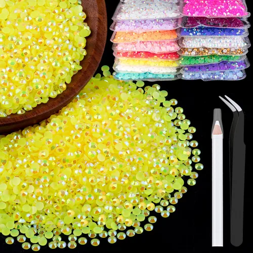 Vista 77 de 5000 piezas de 2mm de strass de resina a granel, strass de gel negros con parte posterior plana y redonda para embellecer sin termoadhesión, gemas