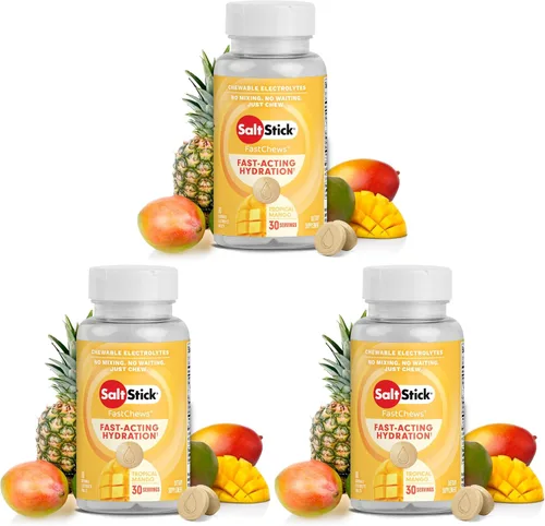 Vista 9 de SaltStick Electrolyte FastChews con cafeína – 60 tabletas masticables Citrus Burst – Tabletas de sal para correr e hidratar, masticables