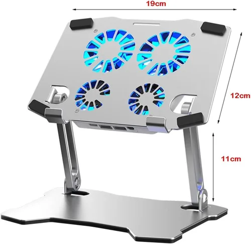 Vista 2 de Soporte ajustable para computadora portátil de aleación de aluminio para soporte de computadora portátil Soporte de ventilador de refrigeración Base