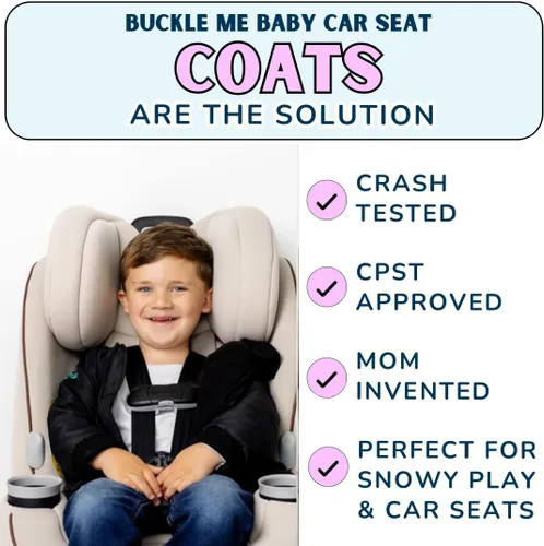 Vista 4 de Buckle Me - Abrigo de invierno para bebé, chaqueta de asiento de automóvil Toastier para niños y niñas, destacada en Shark Tank de 6 meses a 6 años