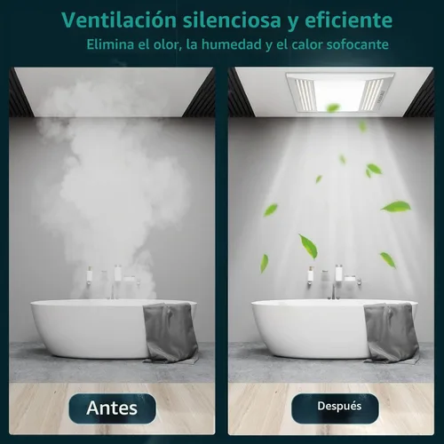 Vista 5 de FASDUNT Extractor de baño con luz, ultra silencioso 1.0 Sones, ventilador de ventilación de techo de baño de 110 CFM con combinación de luz LED, se