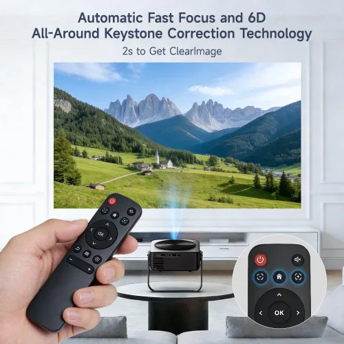 Vista 5 de Ultra HD Smart PTZ Mini Proyector Auto Focus & Keystone Native 1080P