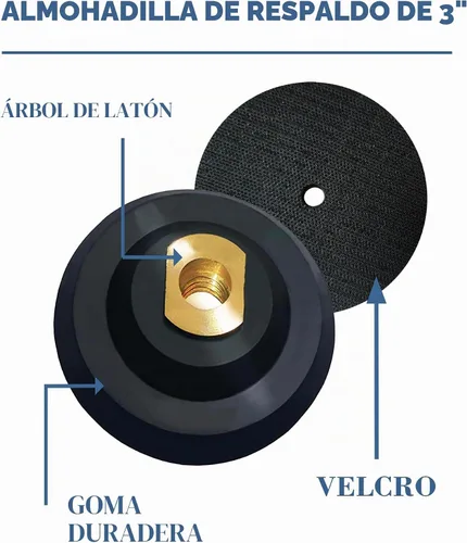 Vista 3 de Almohadilla de goma ComeFloor de 3 pulgadas con respaldo de gancho y bucle para pulido húmedo y seco de encimera - Árbol 5/8"-11 3