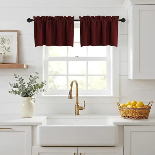Vista 16 de NICETOWN Cortinas Opacas Cortas - Tratamiento de Ventana con Aislamiento Térmico, Niveles de Cortina Pequeños para Sala de Estar/Cocina, 2 Paneles