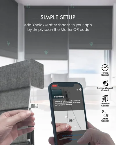 Vista 4 de Yoolax Persianas romanas motorizadas con filtro de luz inteligentes para ventanas compatibles con Alexa, Google Home, Homekit, persianas romanas