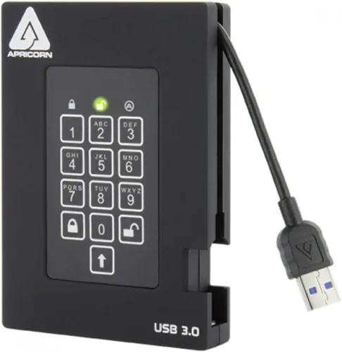 Vista 5 de Apricorn 256GB Aegis Fortress FIPS 140-2 Nivel 2 Validado 256-Bit Encriptado USB 3 SSD externo (A25-3PL256-S256F)