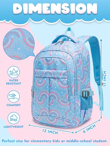 Vista 17 de BLUEFAIRY - Mochilas para niños y niñas, escuela primaria, jardín de niños