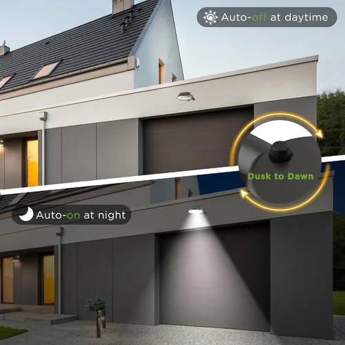 Vista 6 de Luz LED de granero de 55 W, iluminación de patio del anochecer al amanecer con fotocélula con fotocélula luz de seguridad LED de cielo oscuro, luz
