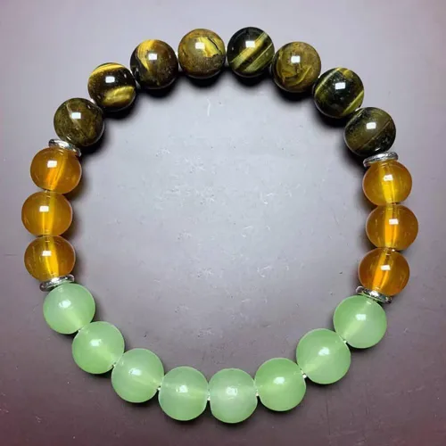 Vista 8 de Pulsera de triple protección con cuentas de ojo de tigre, obsidiana negra y hematita para hombres y mujeres, cuentas de piedras naturales y cristal