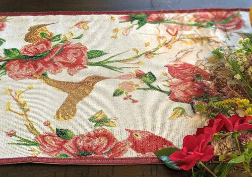 Vista 6 de Tache Home Fashion 6250TR - Camino de mesa festivo con diseño floral de Navidad con diseño floral rojo de pascua, 13 x 48 pulgadas