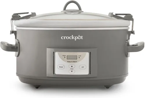 Vista 7 de Crock-Pot Olla de cocción lenta programable con tapa de cierre de 6 cuartos de galón para cocinar y transportar, color Moonshine Verde (Verde)