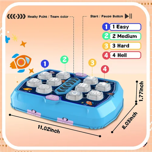 Vista 4 de Whack Game - Juguetes para niños de 3, 4, 5, 6 años, juguetes para niños de 2 a 4 años, 3 modos y juguete interactivo ligero para niños pequeños