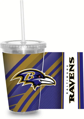 Vista 22 de Vaso transparente de fútbol NFL de 16 onzas con popote para fanáticos de la NFL