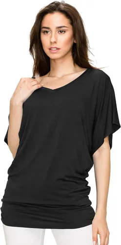 Vista 3 de Lock and Love Camiseta Dolman de manga corta versátil para mujer, cuello barco y cuello en V