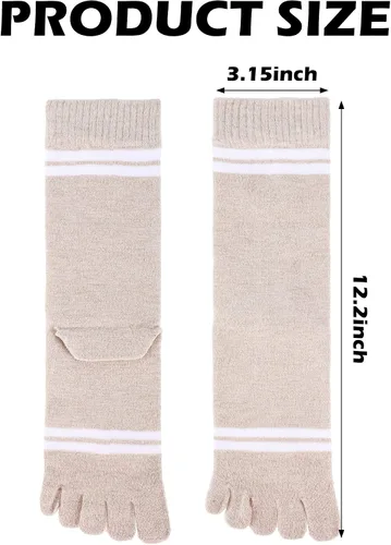 Vista 3 de Bencailor 4 pares de calcetines de cinco dedos de algodón para mujer, calcetines atléticos para correr, largo dividido, calcetines tobilleros