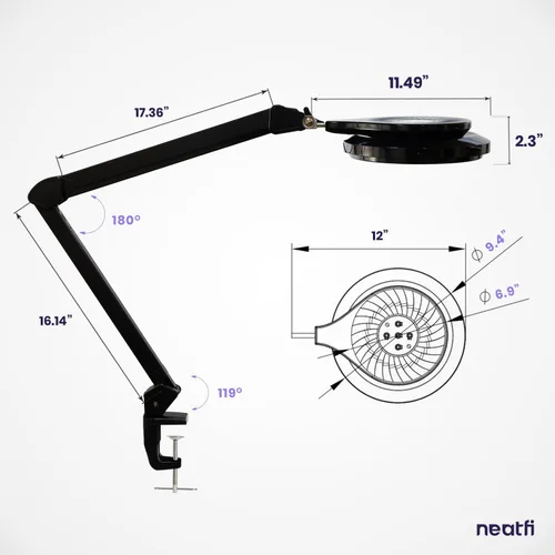 Vista 9 de Neatfi Lámpara de escritorio LED 3,000 lúmenes 30 W 320 LED SMD Regulable Temperatura de color de 3000K a 6500K Luz de escritorio