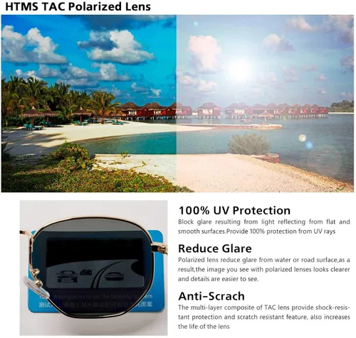 Vista 5 de Hipster - Lentes de sol polarizados hexagonales para hombre y mujer diseño geométrico cuadrados pequeños marco de metal vintage gafas de sol retro