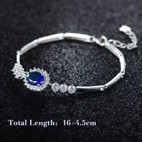 Vista 3 de JIANGXIN Princess Diana Royal Engagement Style Birthstone 925 Sterling Silver Bracelets 16+4cm Platinum Plated Fine Jewelry for Women