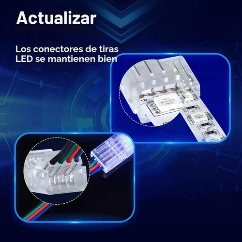 Vista 2 de 20 conectores de tira LED – Conectores de luz LED, conectores LED de 4 pines de 0.394 in para tiras de luces, conectores de tira de luz LED