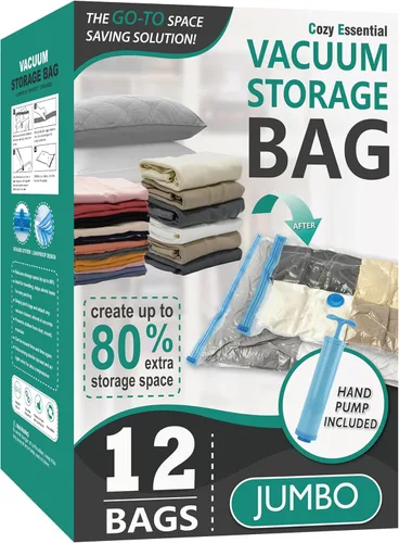 Vista 20 de Cozy Essential Vacuum Storage Bags, 80% Compression Vacuum Seal Space Saver Plastic Packaging Bags for Clothes, Blankets, Pillow, Bedding