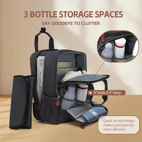 Vista 2 de Mochila con ruedas, mochila de viaje con ruedas, aprobada por vuelo, antirrobo, para laptop de 15.7 pulgadas, con puerto USB para hombres y mujeres