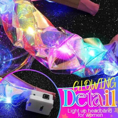 Vista 4 de BARTOSI Diademas iluminadas con luz LED, diadema brillante, accesorios para el cabello para mujeres y niñas