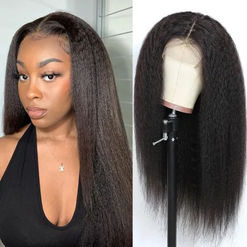Vista 10 de Peluca de cabello humano liso natural de 14 pulgadas, sin pegamento, peluca de encaje frontal de 13 x 4, línea de cabello prearrancada con cabello