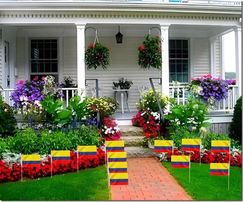 Vista 6 de Paquete de 20 banderas colombianas pequeñas de mano para decoración (5 x 8 pulgadas), esenciales para fiestas y celebraciones