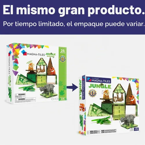 Vista 8 de MAGNA-TILES Jungle Animals - Juego de construcción magnética de 25 piezas, la marca original de construcción magnética