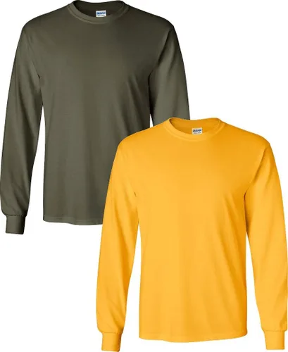 Vista 133 de Gildan Camiseta de manga larga de algodón ultra para adulto, estilo G2400, paquete múltiple Militar + ceniza.