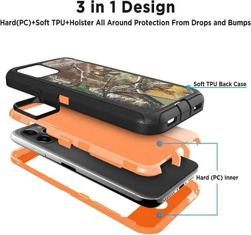 Vista 2 de Funda Defender diseñada para iPhone 13 Pro Max, funda protectora híbrida a prueba de golpes, funda rígida de doble capa compatible con iPhone 13 Pro