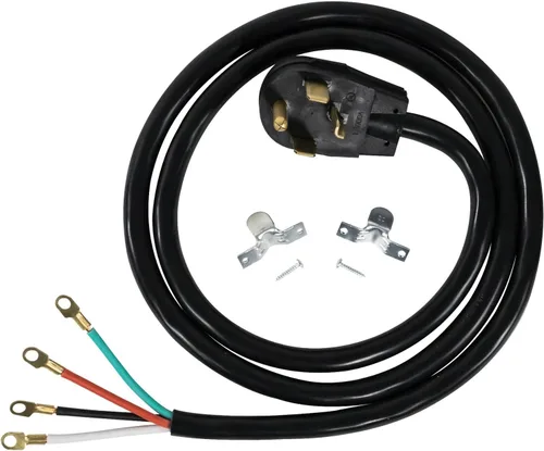 Vista 10 de Cable de alimentación para electrodomésticos de 30 amperios, cable para secadora de 4 clavijas, 4 cables codificados por colores con conectores