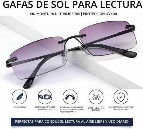 Vista 2 de YIMI Reading Sunglasses for Women, Full-Lens Rimless Gradient UV400
