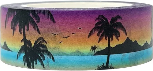 Vista 6 de allydrew Cinta adhesiva Washi de hermosos paisajes, 0.591 in x 16.4 ft, helechos tropicales