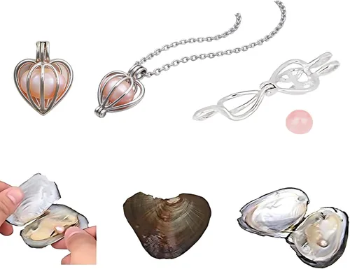Vista 4 de Milky Way - Perla de ostra natural, perlas ovaladas de agua dulce, ostras cultivadas, perlas de deseo, kit de fabricación de collares, decoración
