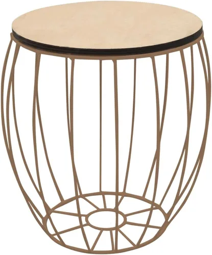 Vista 6 de Juego de 3 mesas redondas de café, mesa extraíble y base de metal con cesta de almacenamiento, mesa apilable para sofá, mesa de cóctel, mesa