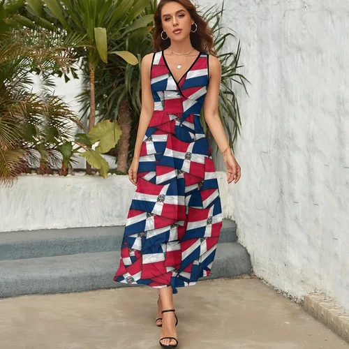 Vista 4 de RIMENCH Vestido largo casual de verano para mujer, sin mangas, vestido de playa